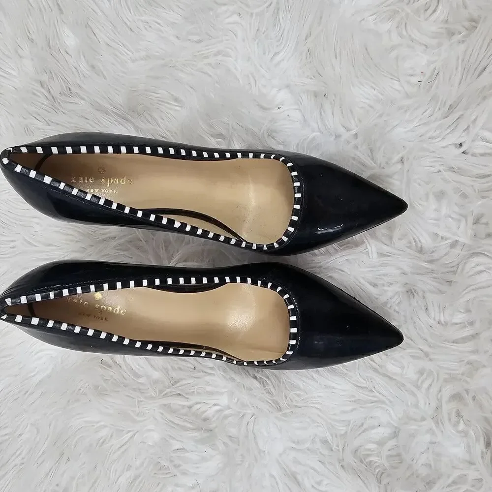 Kate Spade New York Patent Leather Pointed Toe Pina Pumps Black Women's Size 10B